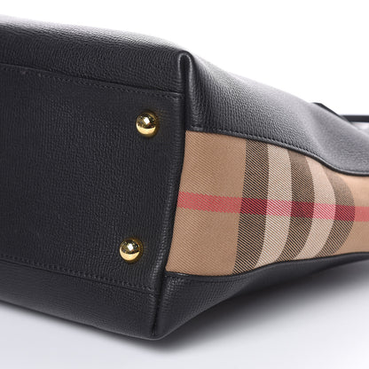 Burberry Derby Calfskin House Check Medium Welburn Tote Black 9 of 13