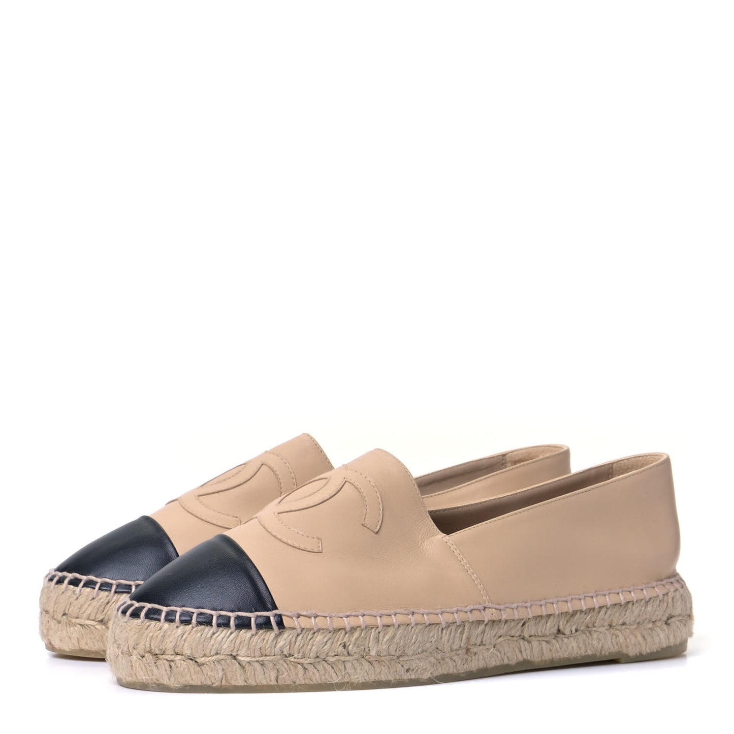 Lambskin CC Espadrilles 41 Beige Black