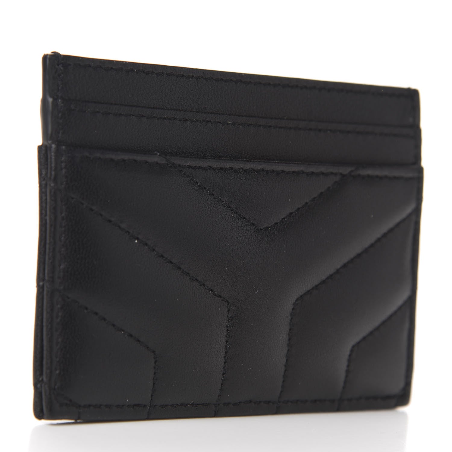 Saint Laurent Nappa Y Quilted Monogram LouLou Credit Card Case Black 3 of 7