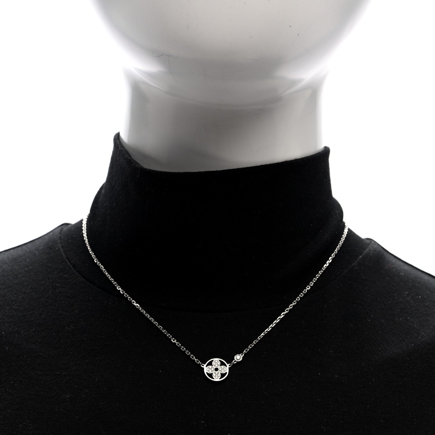 Louis Vuitton 18K White Gold Diamond Blossom BB Pendant Necklace 2 of 5