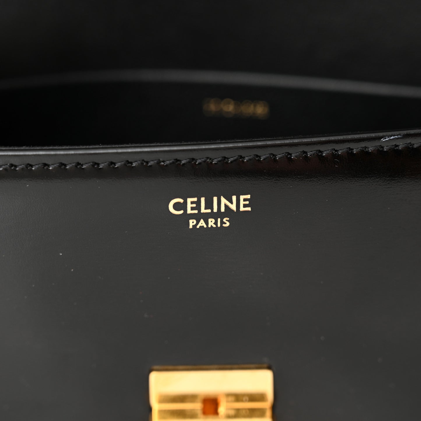 Shiny Calfskin Triomphe Shoulder Bag Black