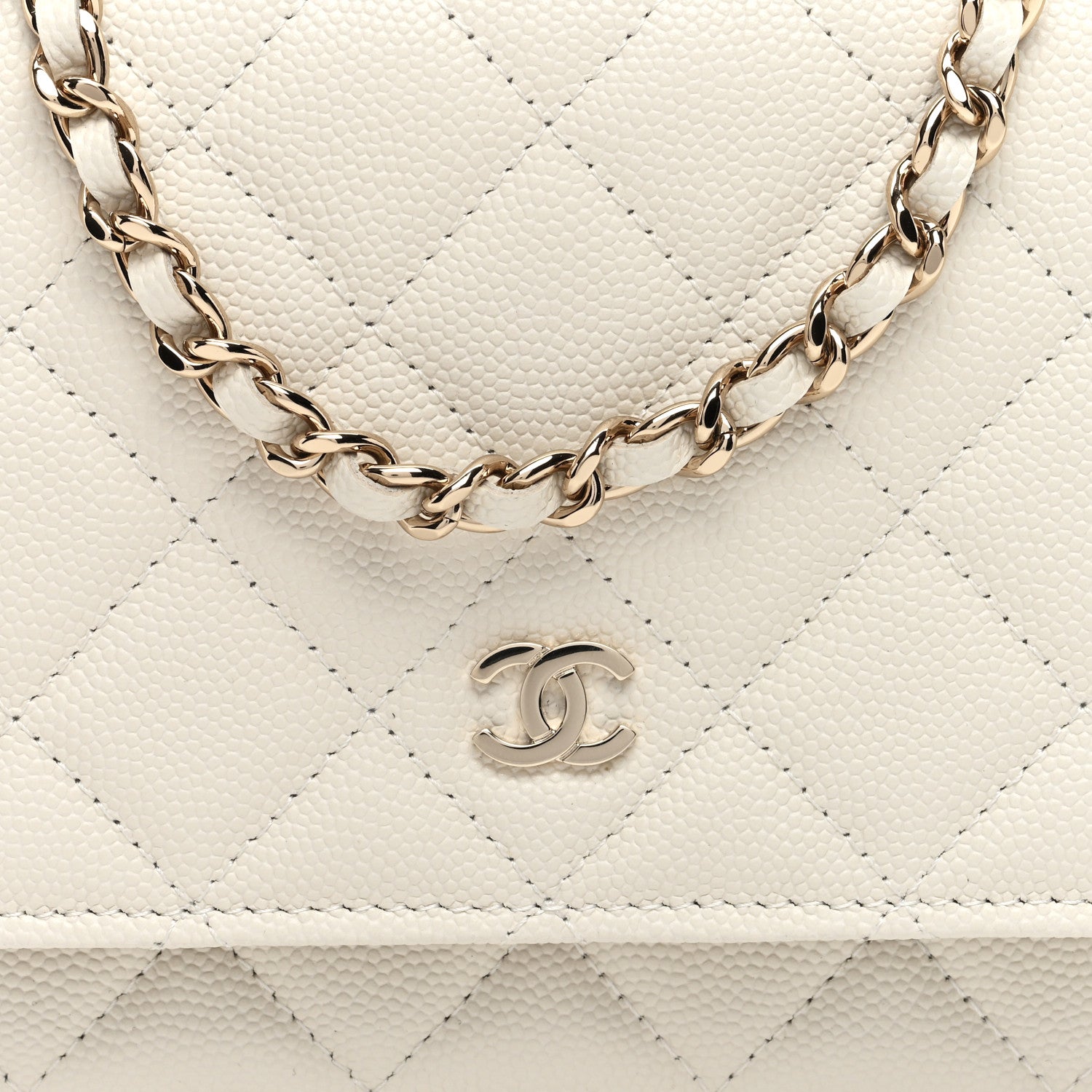 Chanel Caviar Quilted Wallet on Chain WOC White 8 of 11
