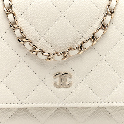 Chanel Caviar Quilted Wallet on Chain WOC White 8 of 11