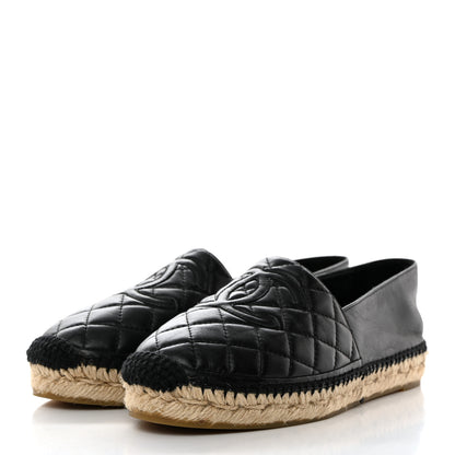Chanel Lambskin Quilted CC Espadrilles 38 Black 3 of 8