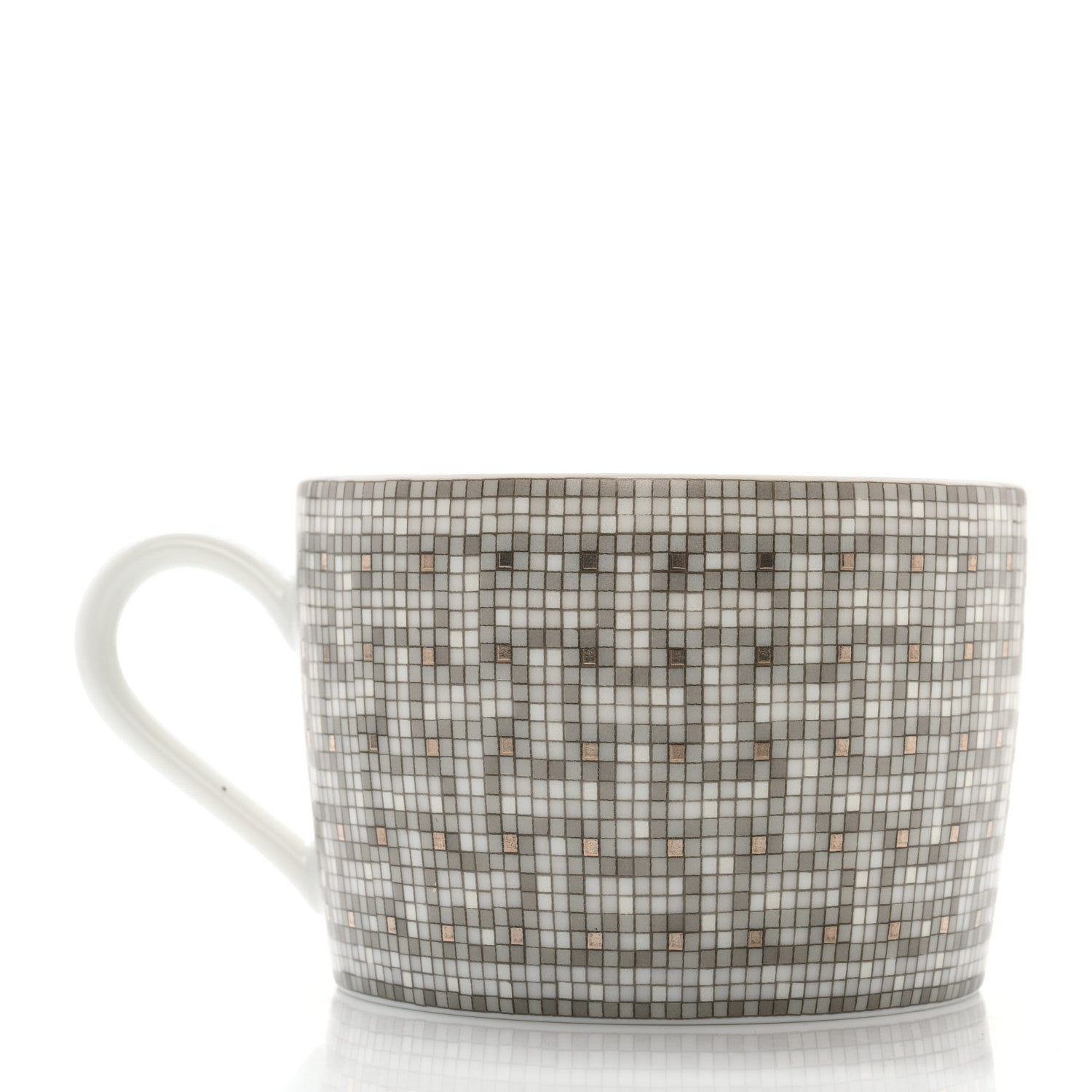 Hermes Porcelain Mosaique Au 24 Platine Tea Cup And Saucer Platinum 3 of 9