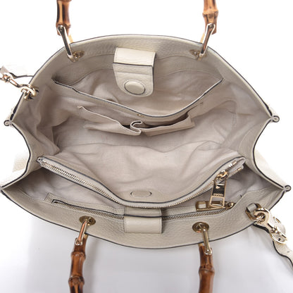 Gucci Pebbled Calfskin Medium Bamboo Shopper Tote Off White 7 of 10