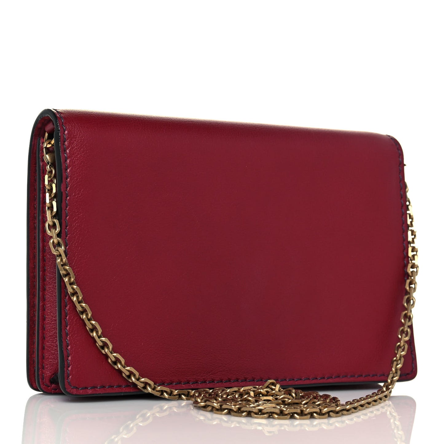Calfskin J'Adior Wallet on Chain Pouch Red
