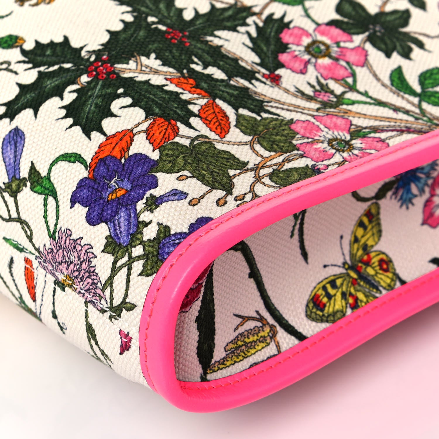 Gucci Canvas Flora Large Rajah Chain Tote White Multicolor Fuxia Fluo 11 of 13