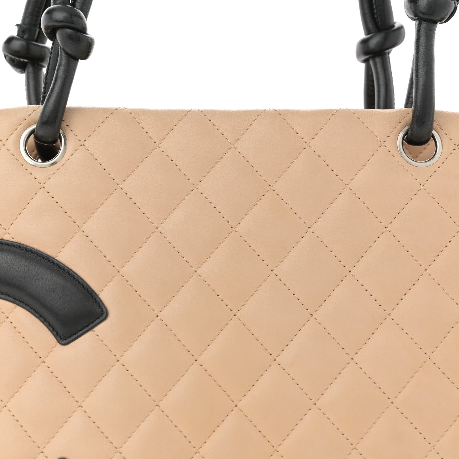 Chanel Calfskin Quilted Large Cambon Tote Beige Black 8 of 11