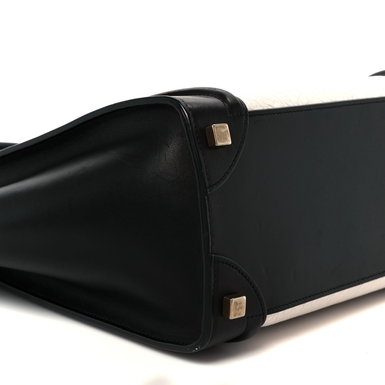 Celine Shrunken Lambskin Micro Bi-Color Luggage Black White 8 of 9