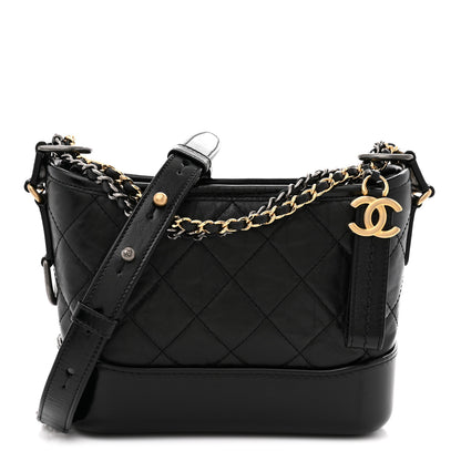 Chanel Aged Calfskin Quilted Small Gabrielle Hobo Black 1 of 11