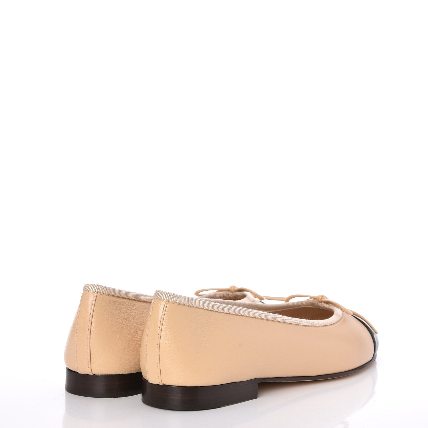Chanel Lambskin Cap Toe CC Ballerina Flats 36.5 Beige Black 4 of 9