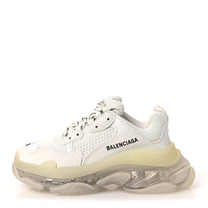 Balenciaga Fabric Mesh Clear Sole Womens Triple S Sneakers 38 White 1 of 12