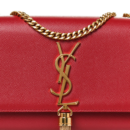 Saint Laurent Grain De Poudre Small Classic Monogram Kate Tassel Satchel Red 7 of 11