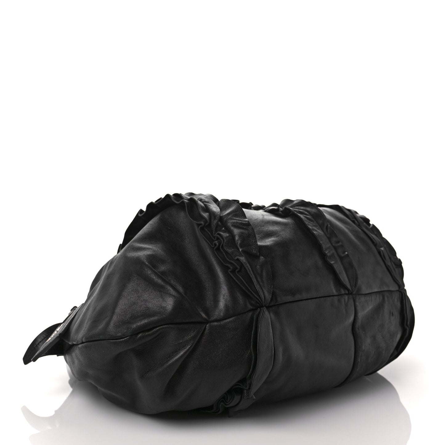 Nappa Ruffle Hobo Black