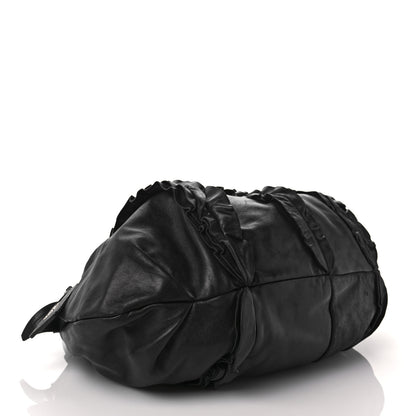 Prada Nappa Ruffle Hobo Black 3 of 10