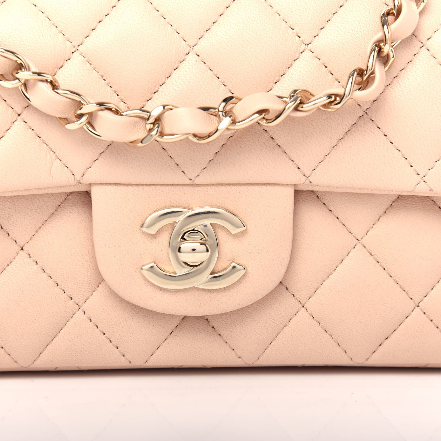 Chanel Lambskin Quilted Mini Rectangular Flap Beige 10 of 11