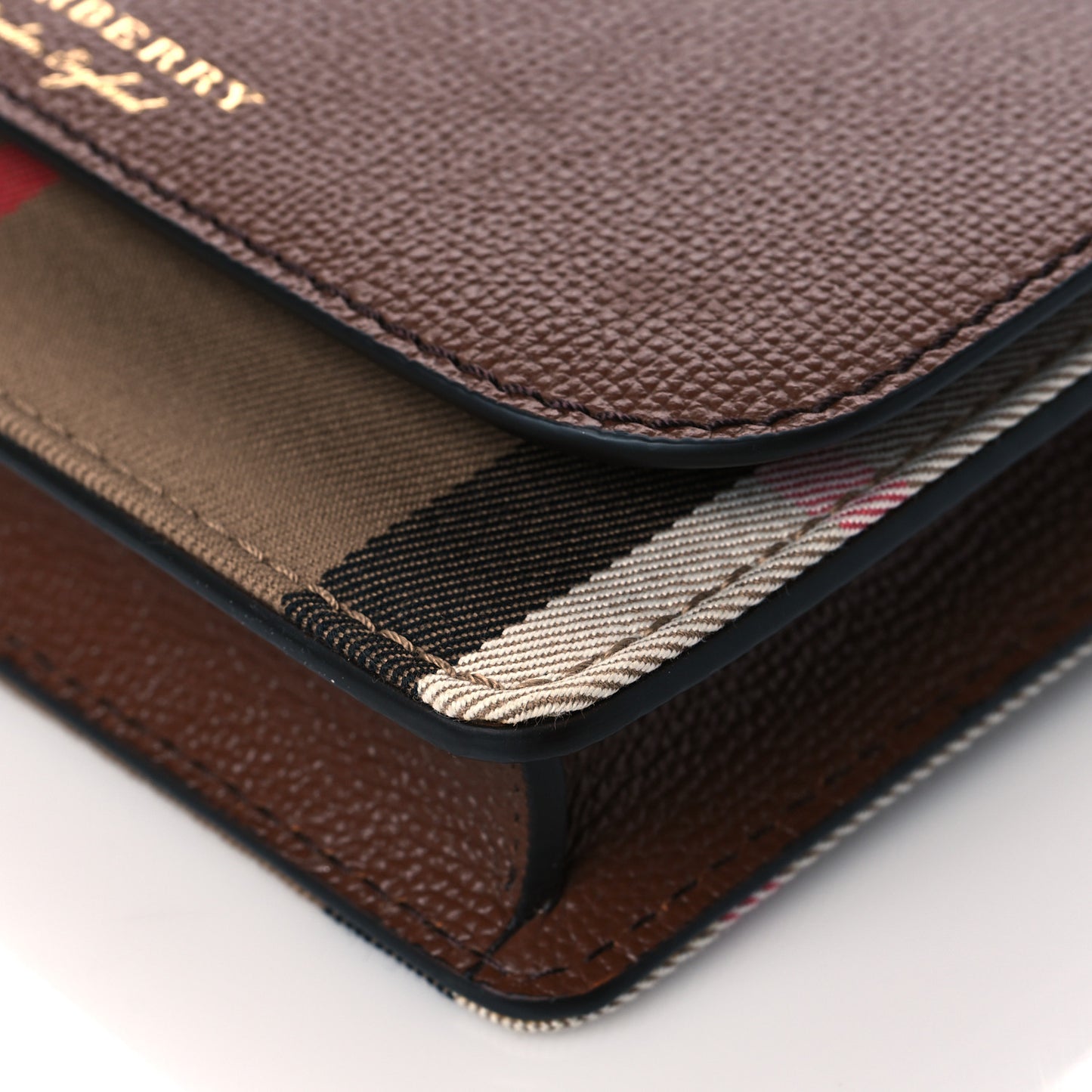 Grained Calfskin House Check Tartan Mix Hampshire Wallet On Chain Tan