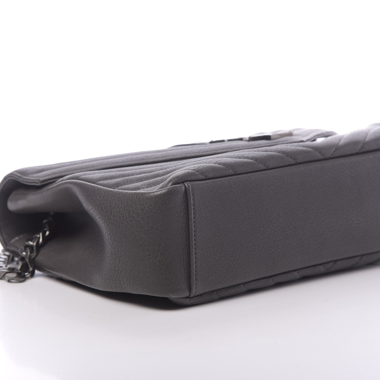 Saint Laurent Sheepskin Matelasse Chevron Monogram Large College Satchel Dark Asphalt 8 of 16