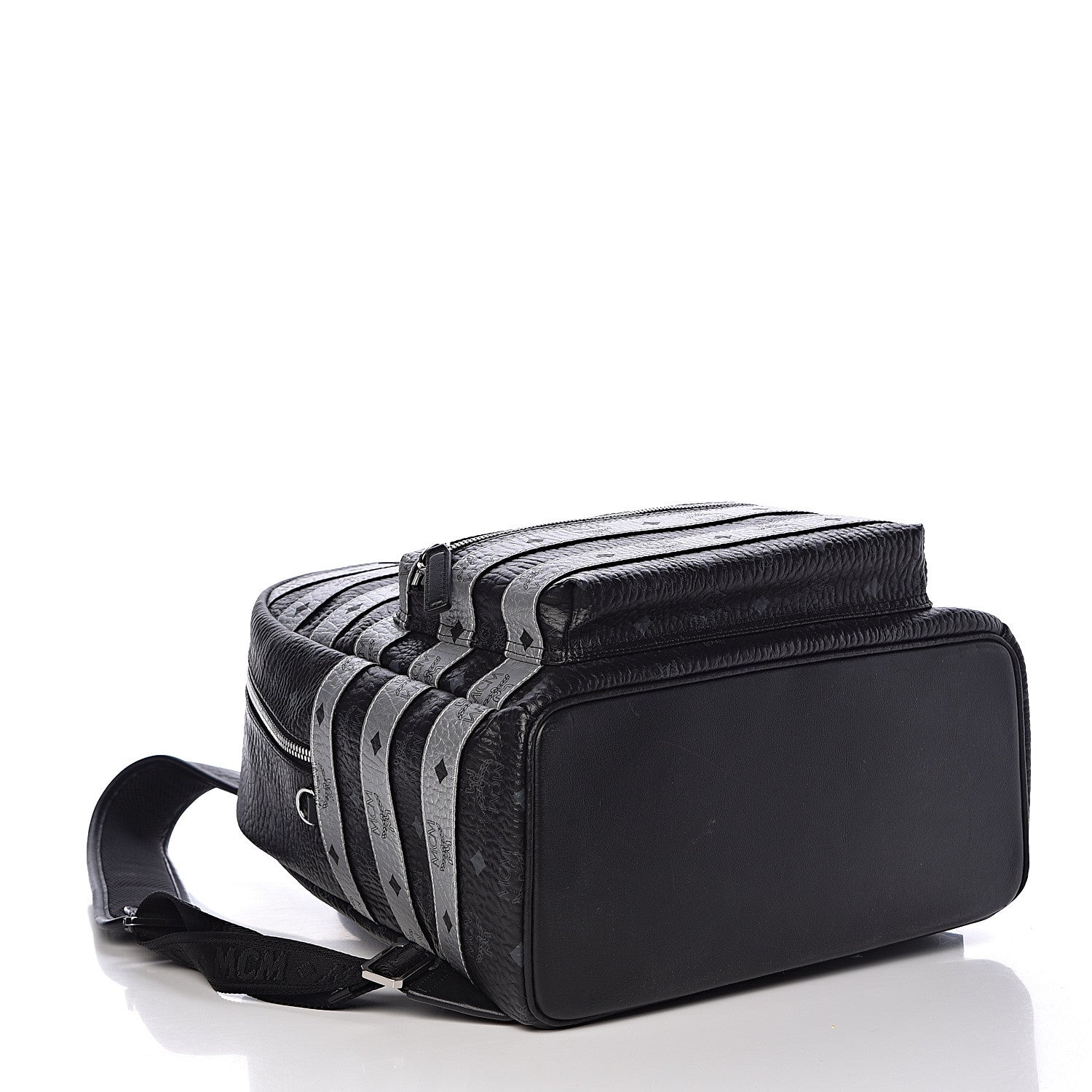 MCM Metallic Visetos Striped Medium Stark Backpack Silver Black 4 of 17