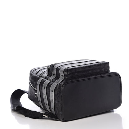 MCM Metallic Visetos Striped Medium Stark Backpack Silver Black 4 of 17