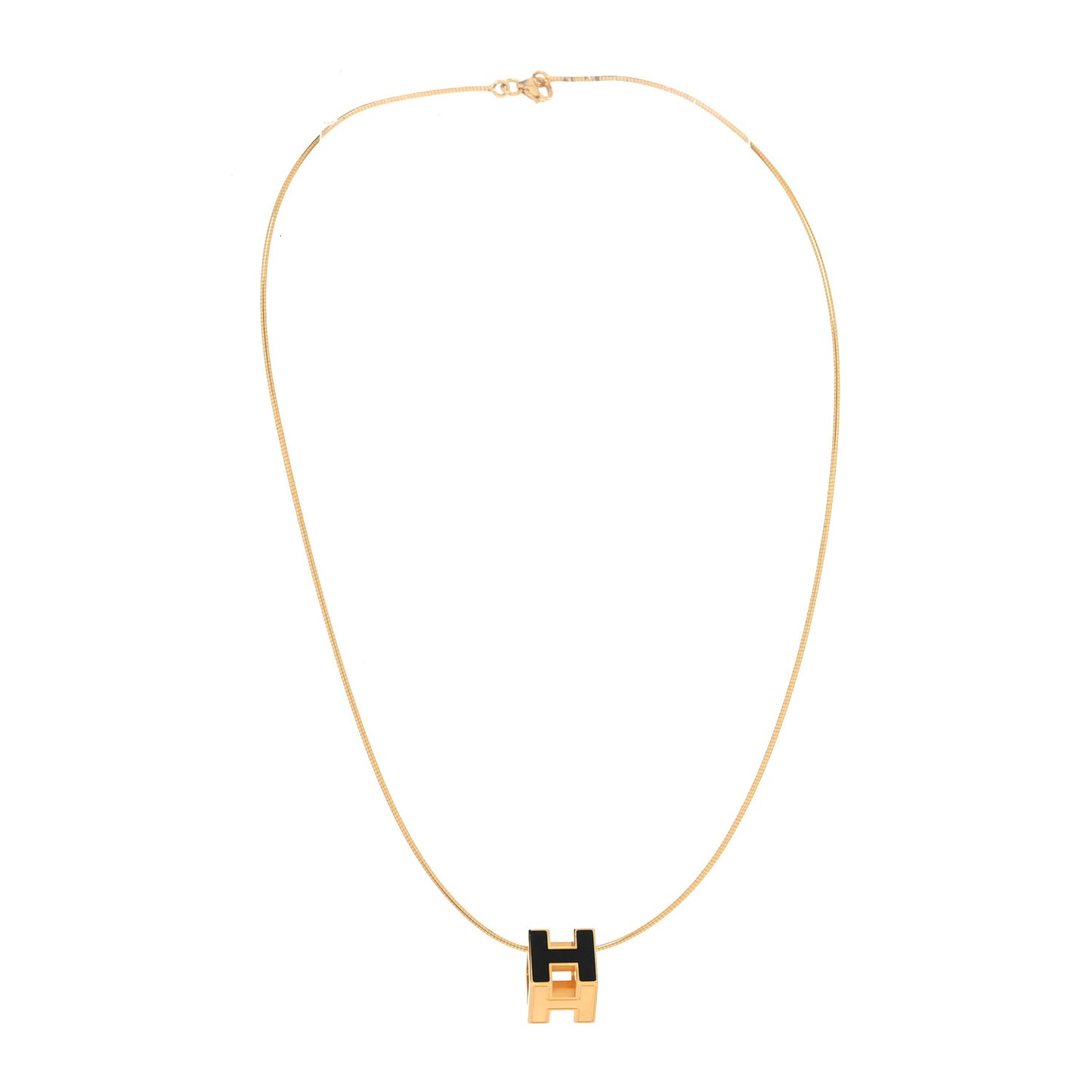 Gold Lacquered Cage d'H Pendant Necklace Black