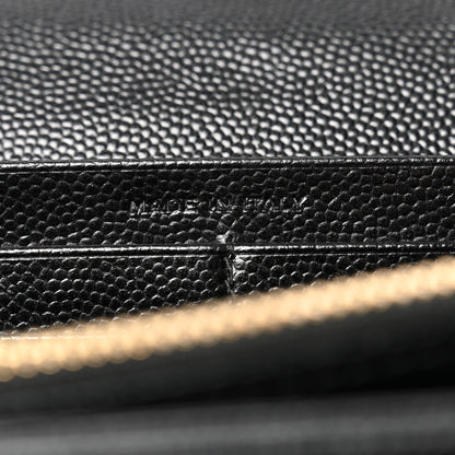 Saint Laurent Grain De Poudre Matelasse Chevron Monogram Flap Wallet Black 7 of 15