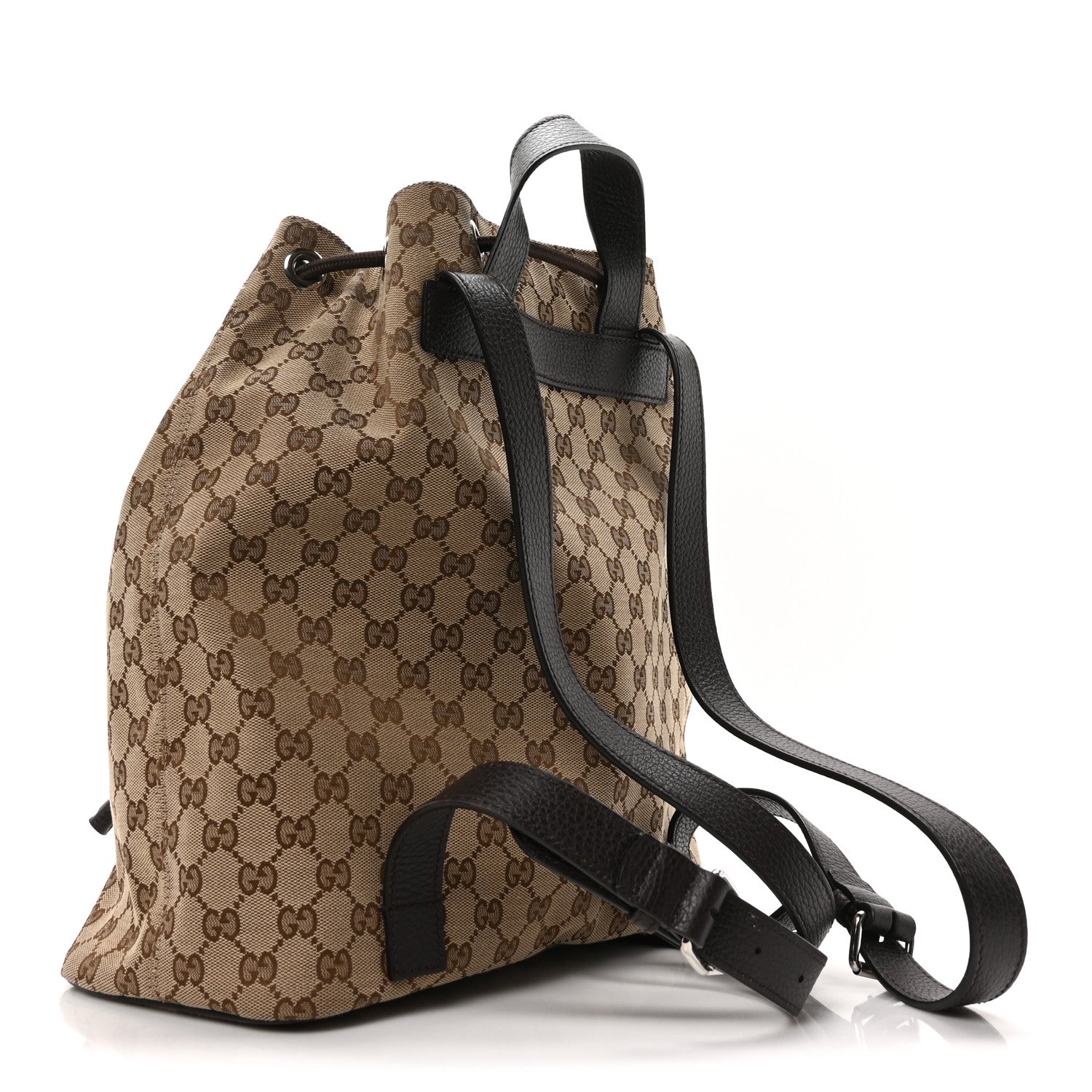 Gucci Monogram Dollar Calfskin O Drawstring Backpack Beige Ebony Testa di Moro Dark Chocolate 3 of 10