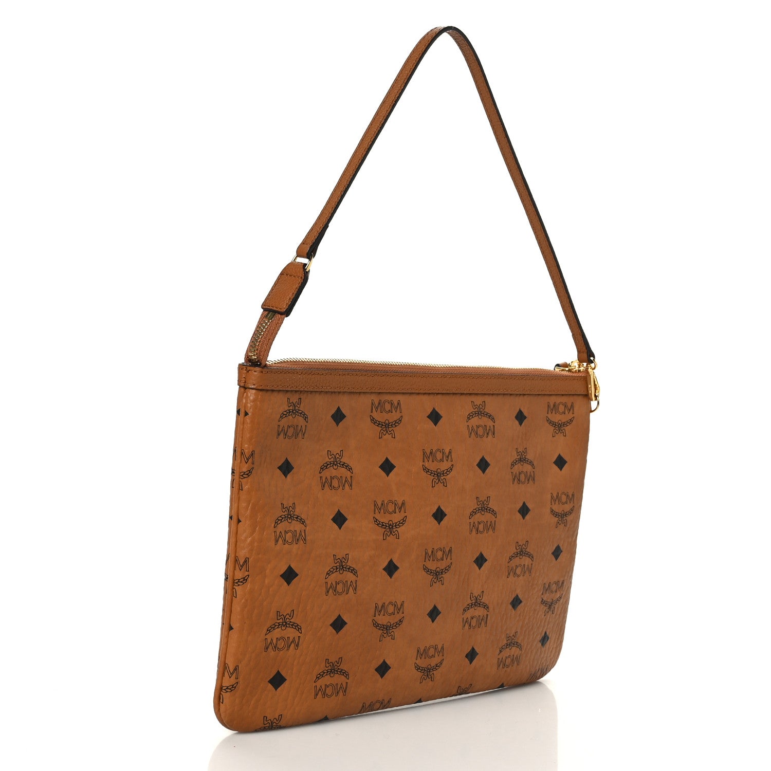 MCM Visetos Liz Shopper Tote Pouch Cognac 3 of 8