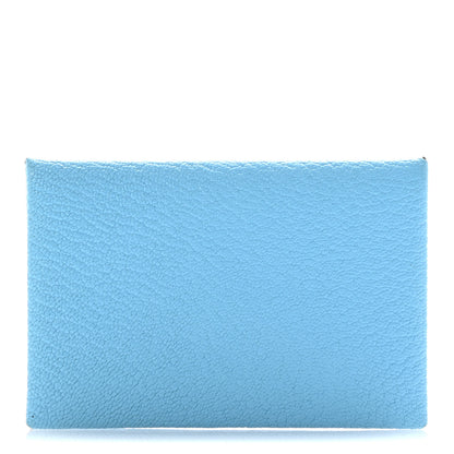 Hermes Chevre Mysore Verso Calvi Card Case Celeste Kraft 1 of 9