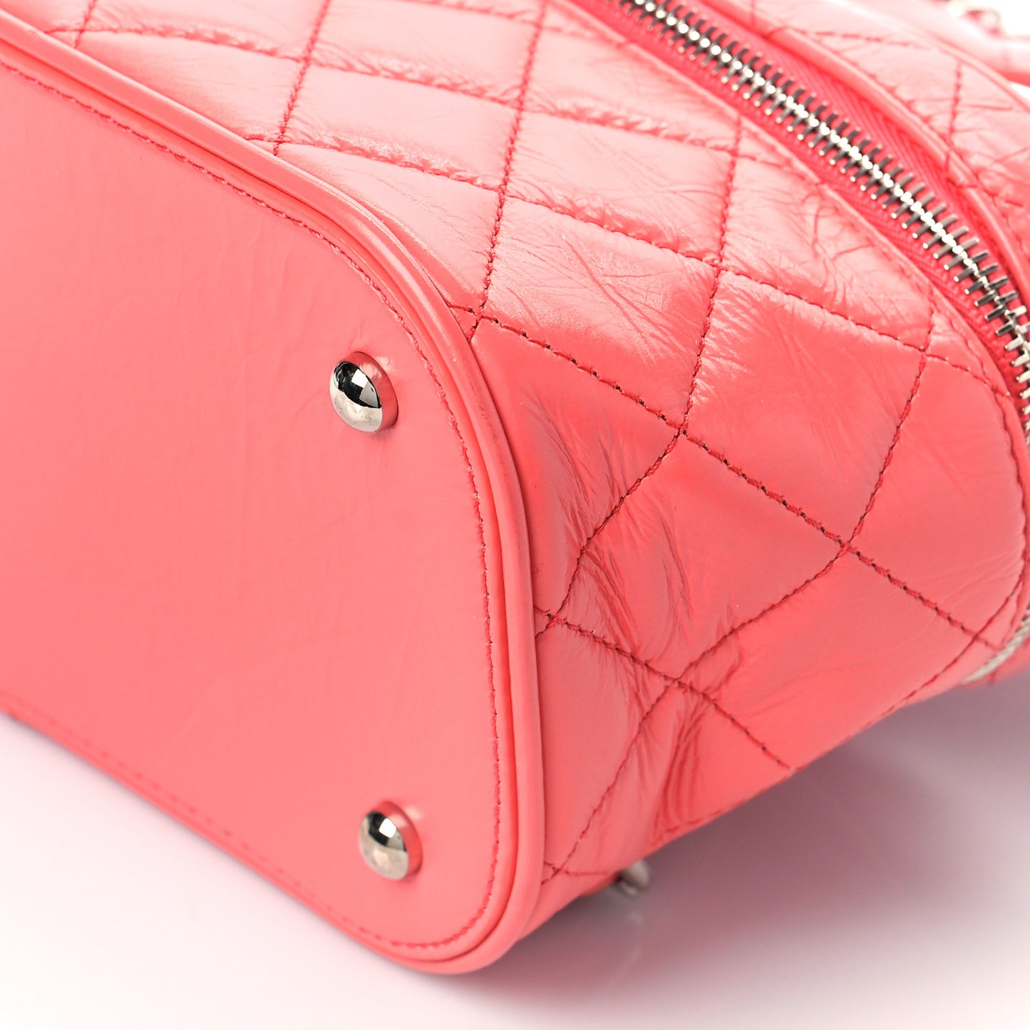 Crumpled Calfskin PVC Quilted Backpack Pink