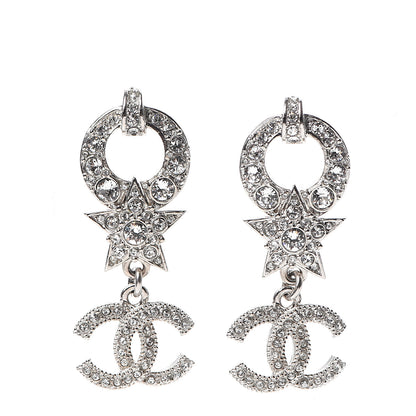 Chanel Strass Crystal CC Star Drop Earrings Silver 1 of 5