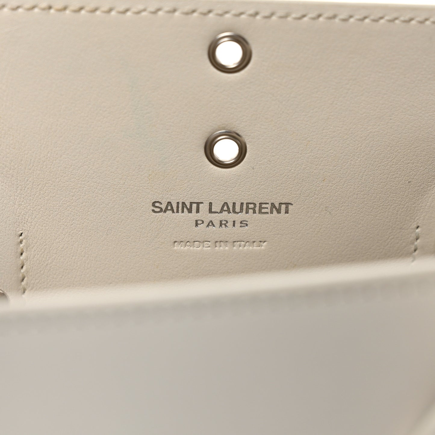 Calfskin Perforated Studded Baby Sac De Jour White