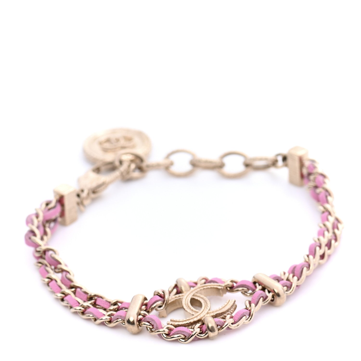 Chanel Metal Lambskin CC Chain Link Bracelet Pink 1 of 5
