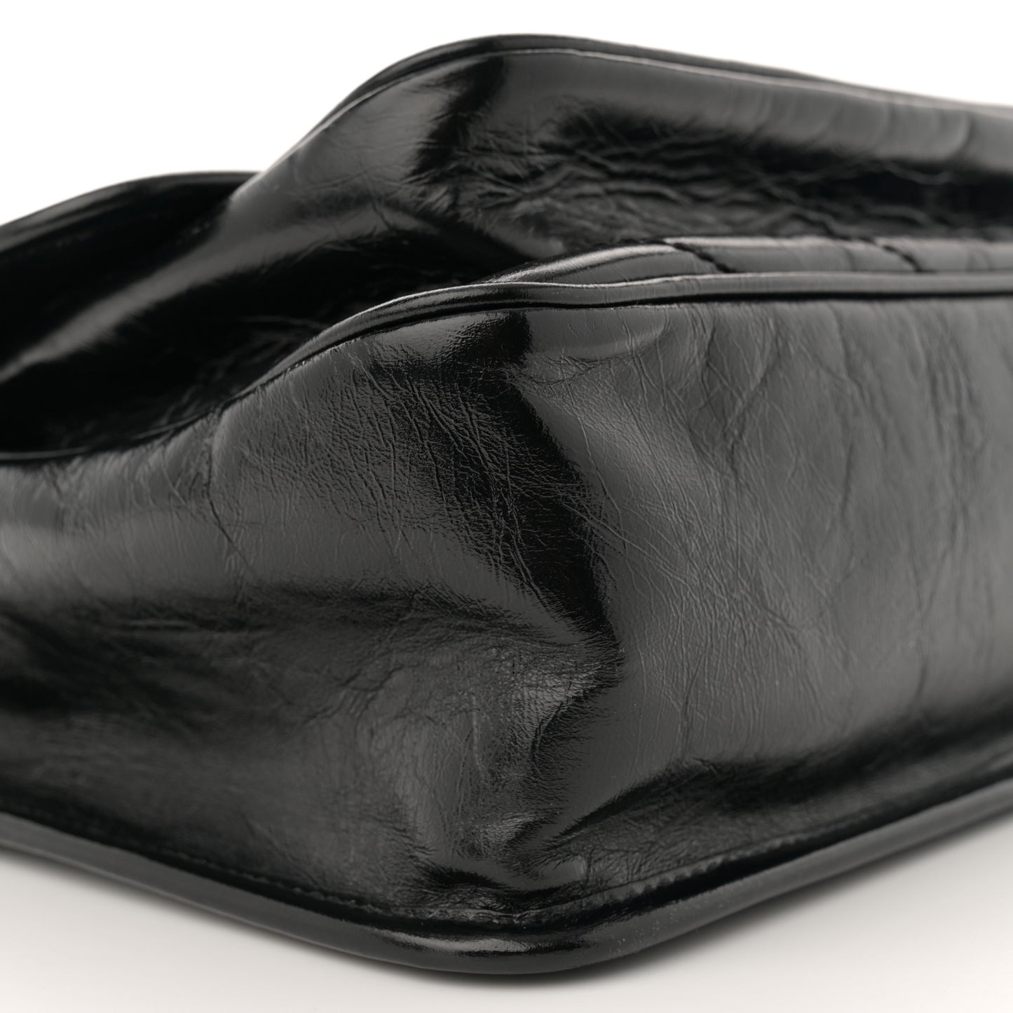 Crinkled Calfskin Matelasse Monogram Medium Niki Chain Satchel Black