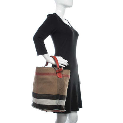 Burberry Canvas Mega Check Medium Ashby Hobo Cadmium Red 3 of 12