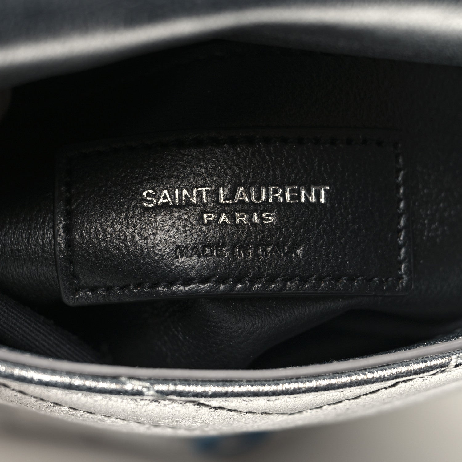 Saint Laurent Metallic Lambskin Quilted Double Flap Bag Silver 6 of 10