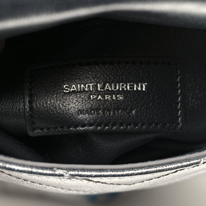 Saint Laurent Metallic Lambskin Quilted Double Flap Bag Silver 6 of 10