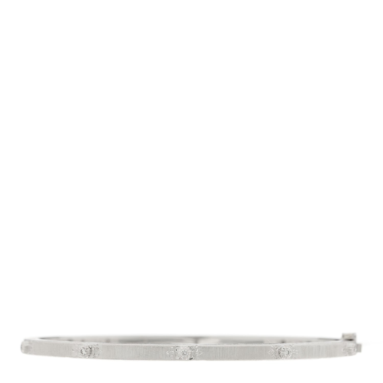 Buccellati 18K White Gold Diamond 3mm Macri Classica Bangle Bracelet 1 of 5