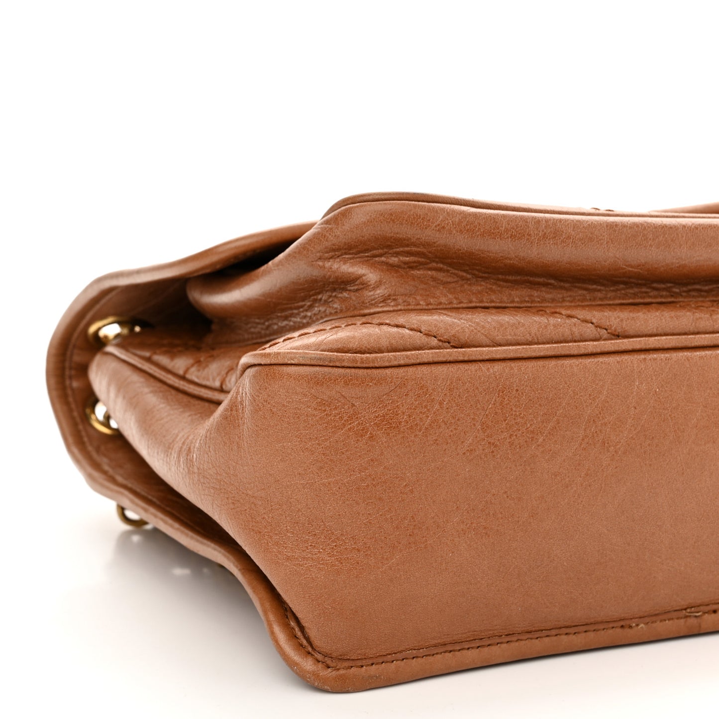 Crinkled Calfskin Matelasse Monogram Medium Niki Chain Satchel Caramel