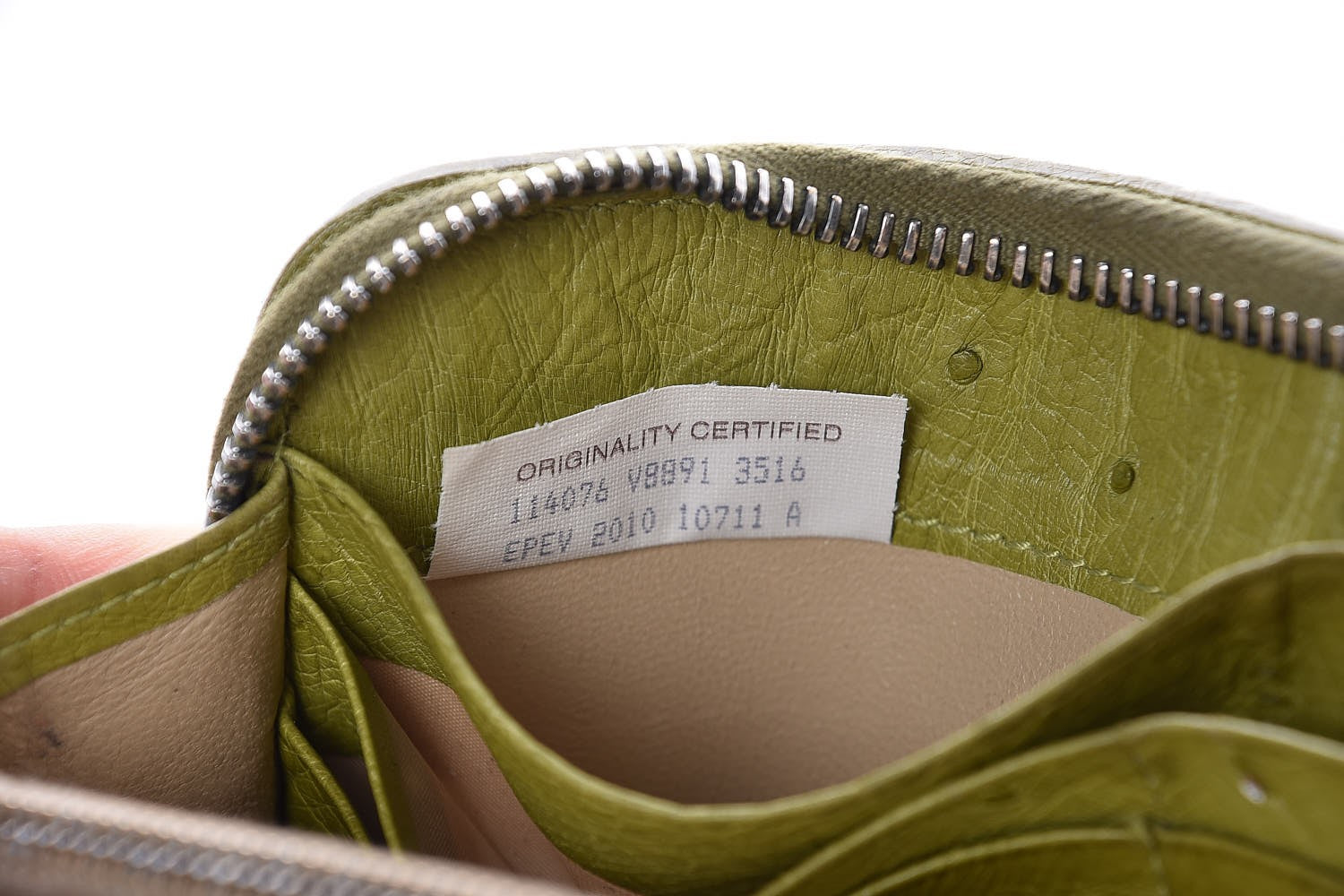 Bottega Veneta Ostrich Intrecciato Zip Around Wallet Green 7 of 12
