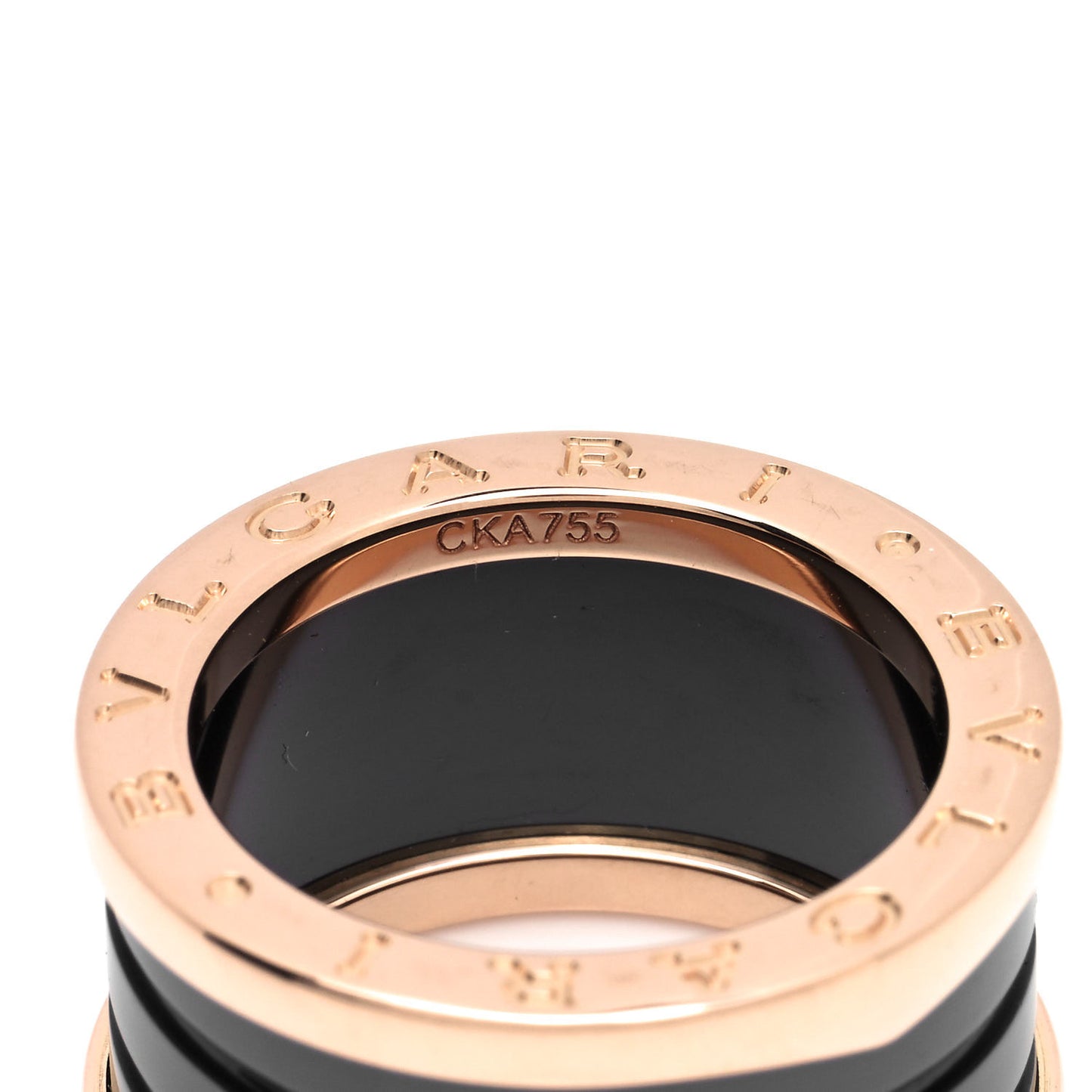 18K Rose Gold Black Ceramic B.Zero1 Four-Band Ring 51 5.75
