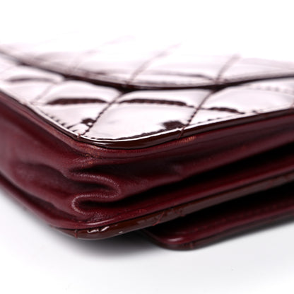 Chanel Patent Quilted Wallet On Chain WOC Burgundy 14 of 15