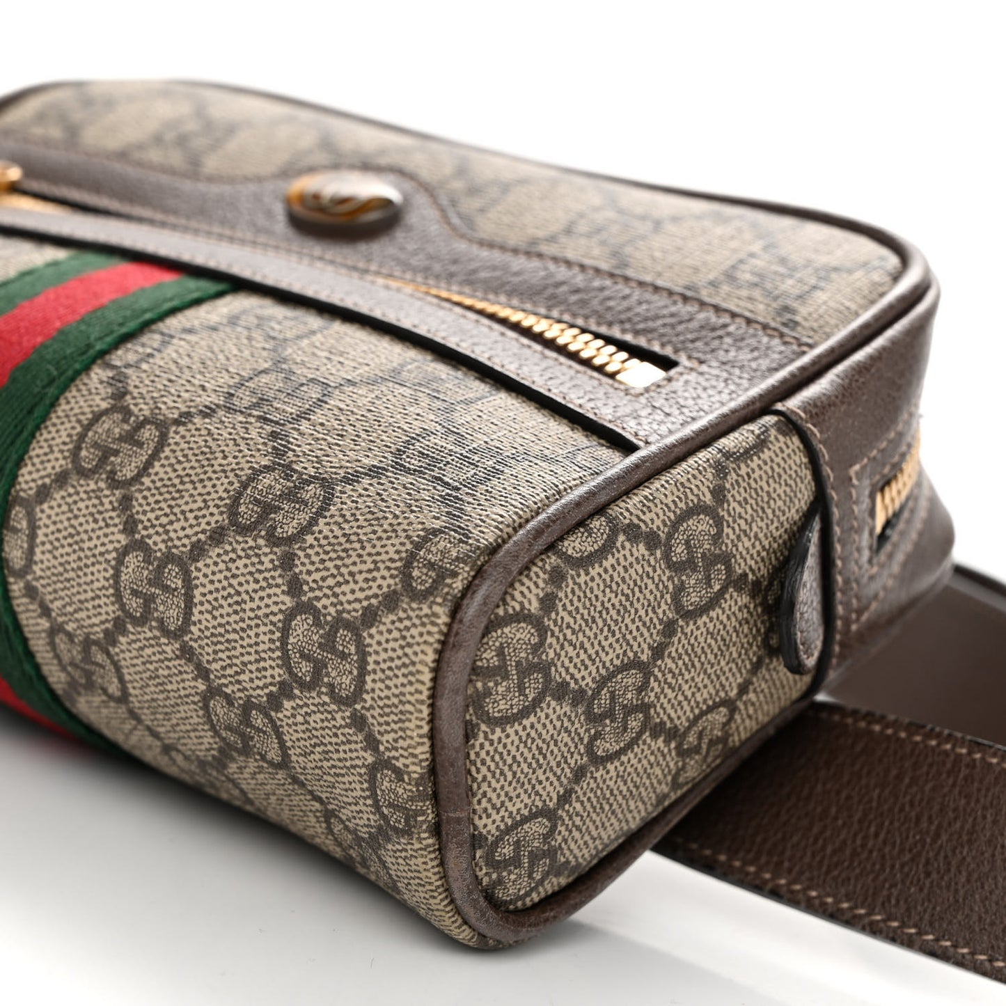 GG Supreme Monogram Web Small Ophidia Belt Bag 95 38 Dark Brown