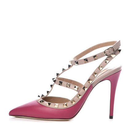 Valentino Garavani Nappa Rockstud Ankle Strap Pumps 37.5 Deep Cyclamin Poudre 1 of 9