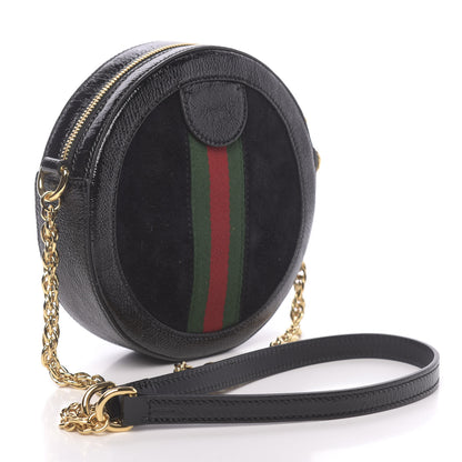 Gucci Suede Patent Web Mini Ophidia Round Shoulder Bag Black 3 of 10