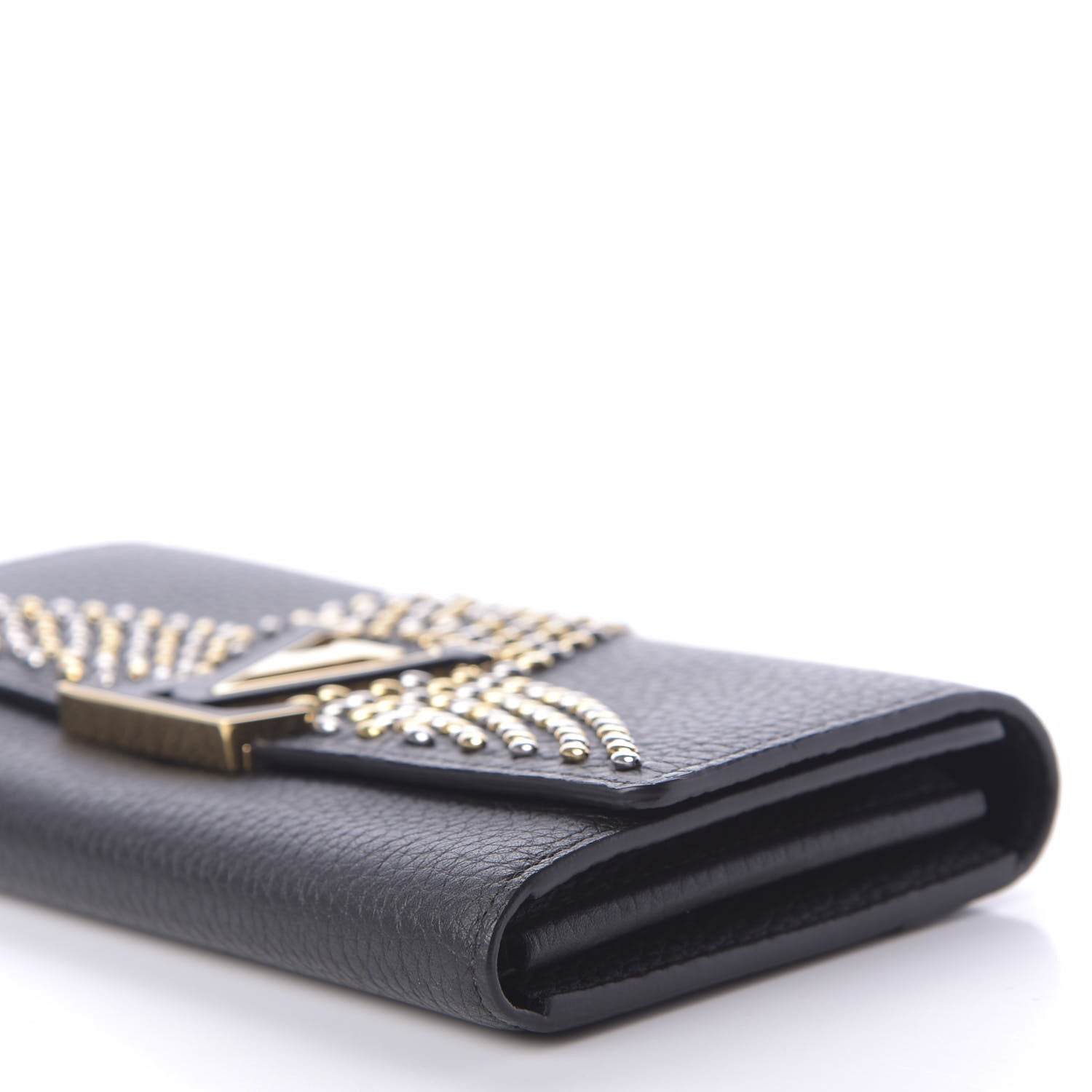 Louis Vuitton Taurillon Studded Fleur de Lys Capucines Wallet Black 7 of 8