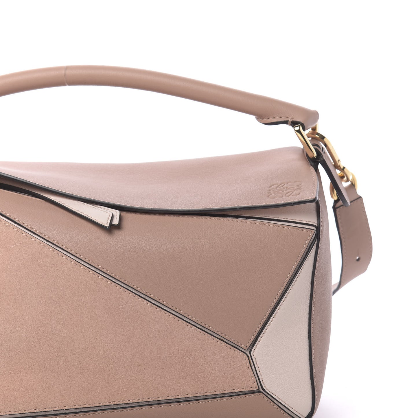 Calfskin Suede Medium Puzzle Bag Blush