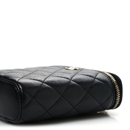 Chanel Caviar Quilted Small Vertical Coco Beauty Vanity Case With Chain Black 10 of 10