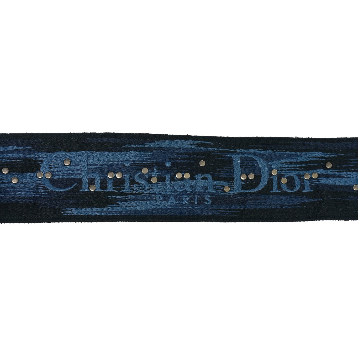 Christian Dior Oblique Denim Studded Shoulder Strap Blue 3 of 7